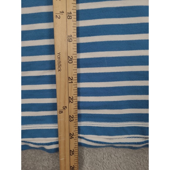 LL Bean Womens Rugby Sweatshirt Med Stripe Pullover‎ Mock neck 1/4 Blue - Picture 6 of 9